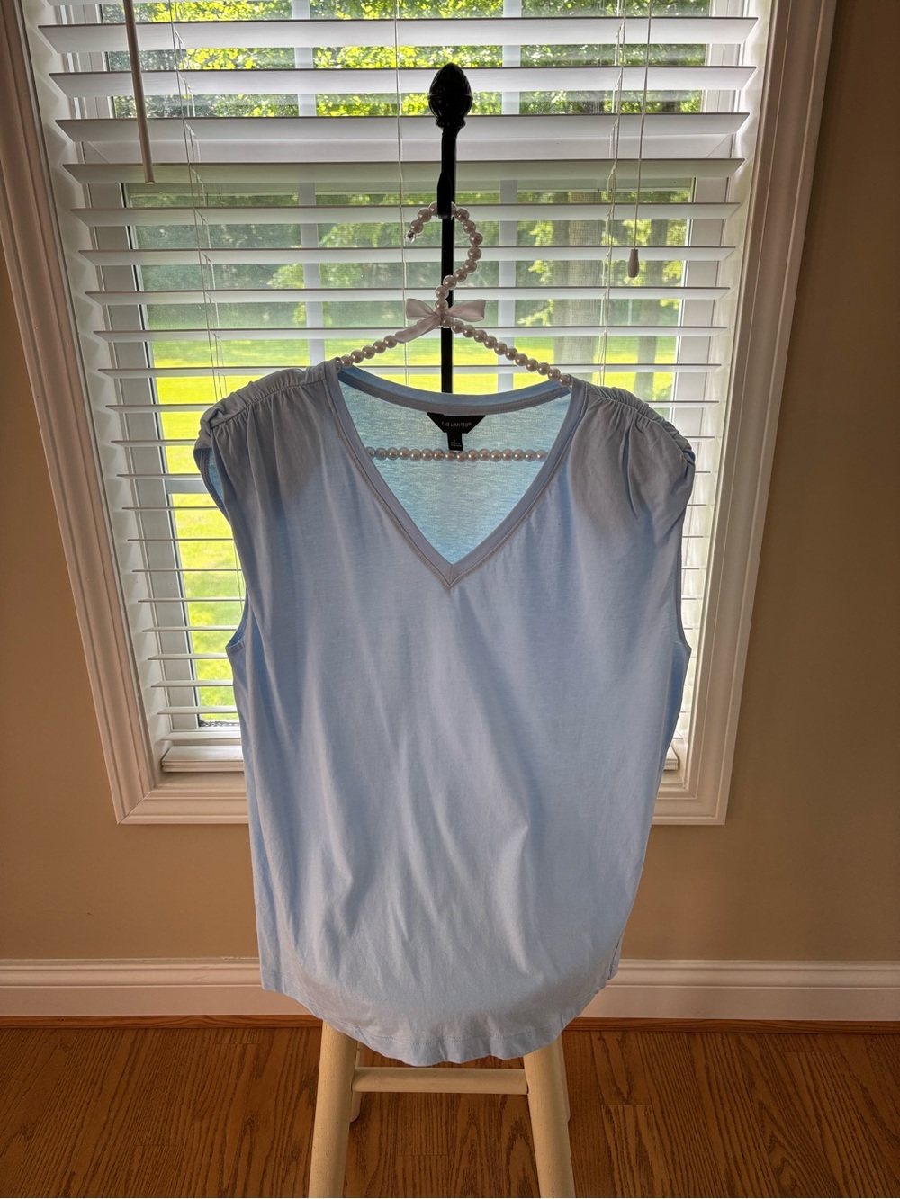 The Limited Light Blue V-Neck Cap-Sleeve Tank